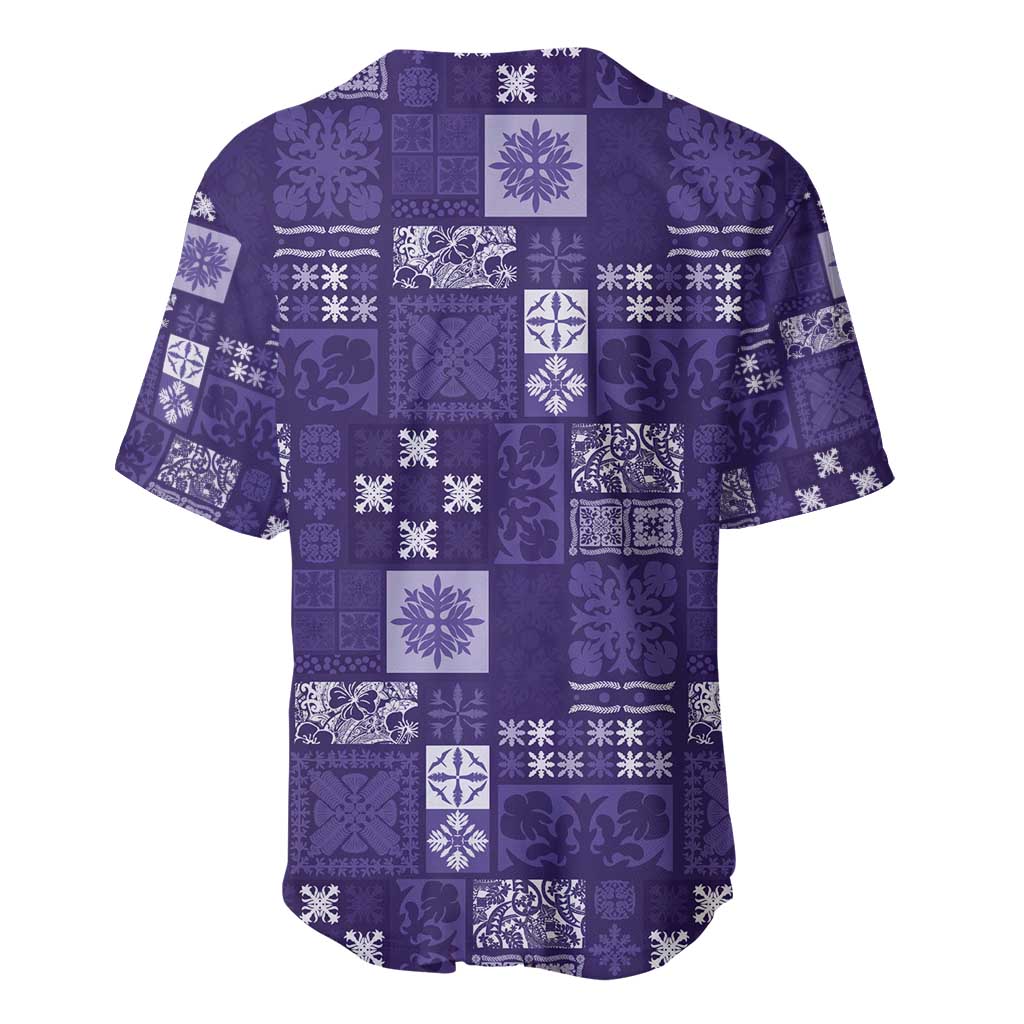 Vintage Hawaiian Quilting Patterns Baseball Jersey Purple Style Tribal Fabric Patchwork - Polynesian Pride