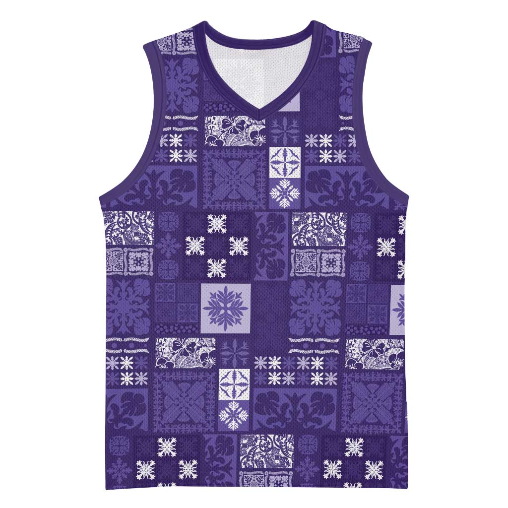 Vintage Hawaiian Quilting Patterns Basketball Jersey Purple Style Tribal Fabric Patchwork LT9 Unisex Purple - Polynesian Pride