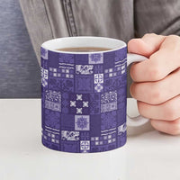 Vintage Hawaiian Quilting Patterns Ceramic Mug Purple Style Tribal Fabric Patchwork - Polynesian Pride