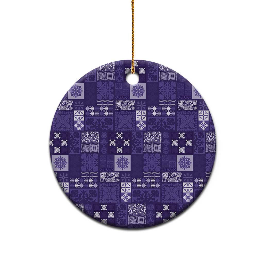 Vintage Hawaiian Quilting Patterns Ceramic Ornament Purple Style Tribal Fabric Patchwork - Polynesian Pride