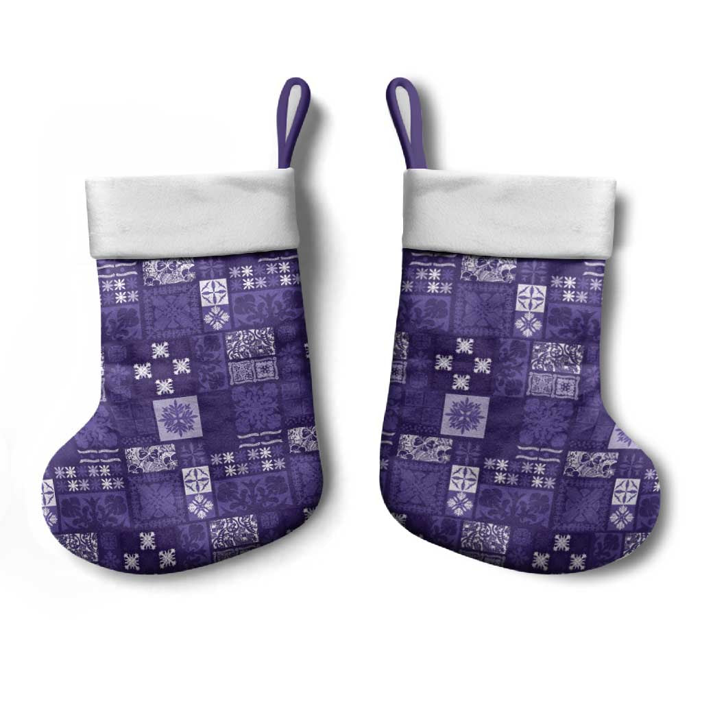 Vintage Hawaiian Quilting Patterns Christmas Stocking Purple Style Tribal Fabric Patchwork - Polynesian Pride