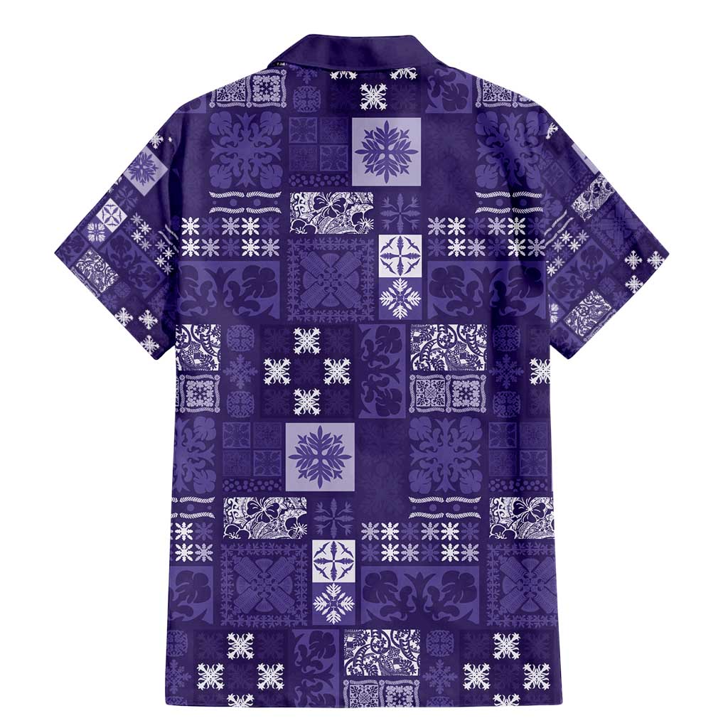Vintage Hawaiian Quilting Patterns Family Matching Mermaid Dress and Hawaiian Shirt Purple Style Tribal Fabric Patchwork - Polynesian Pride