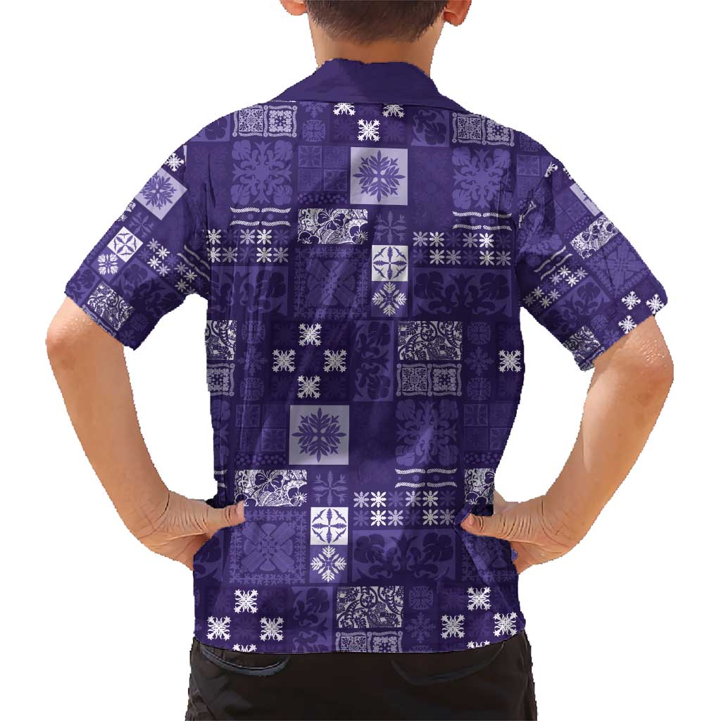 Vintage Hawaiian Quilting Patterns Hawaiian Shirt Purple Style Tribal Fabric Patchwork - Polynesian Pride