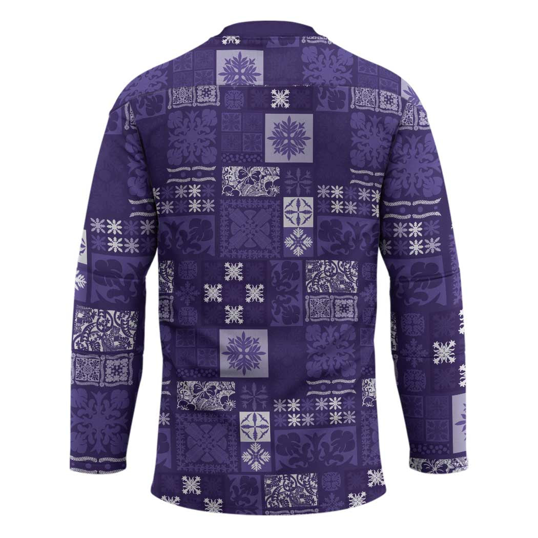 Vintage Hawaiian Quilting Patterns Hockey Jersey Purple Style Tribal Fabric Patchwork - Polynesian Pride