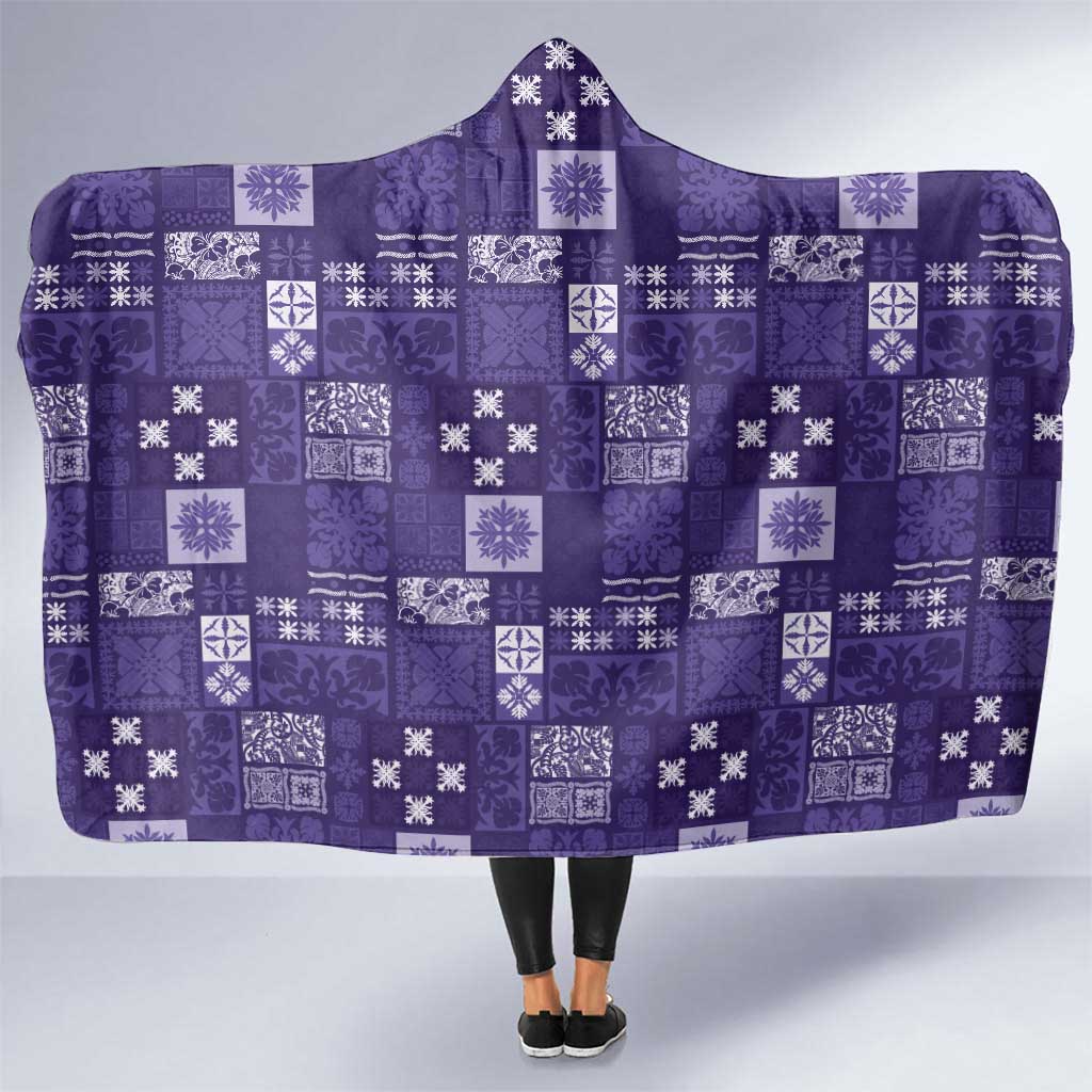 Vintage Hawaiian Quilting Patterns Hooded Blanket Purple Style Tribal Fabric Patchwork - Polynesian Pride