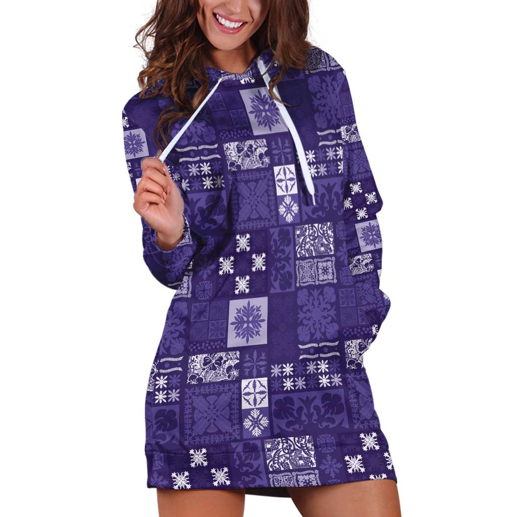 Vintage Hawaiian Quilting Patterns Hoodie Dress Purple Style Tribal Fabric Patchwork - Polynesian Pride