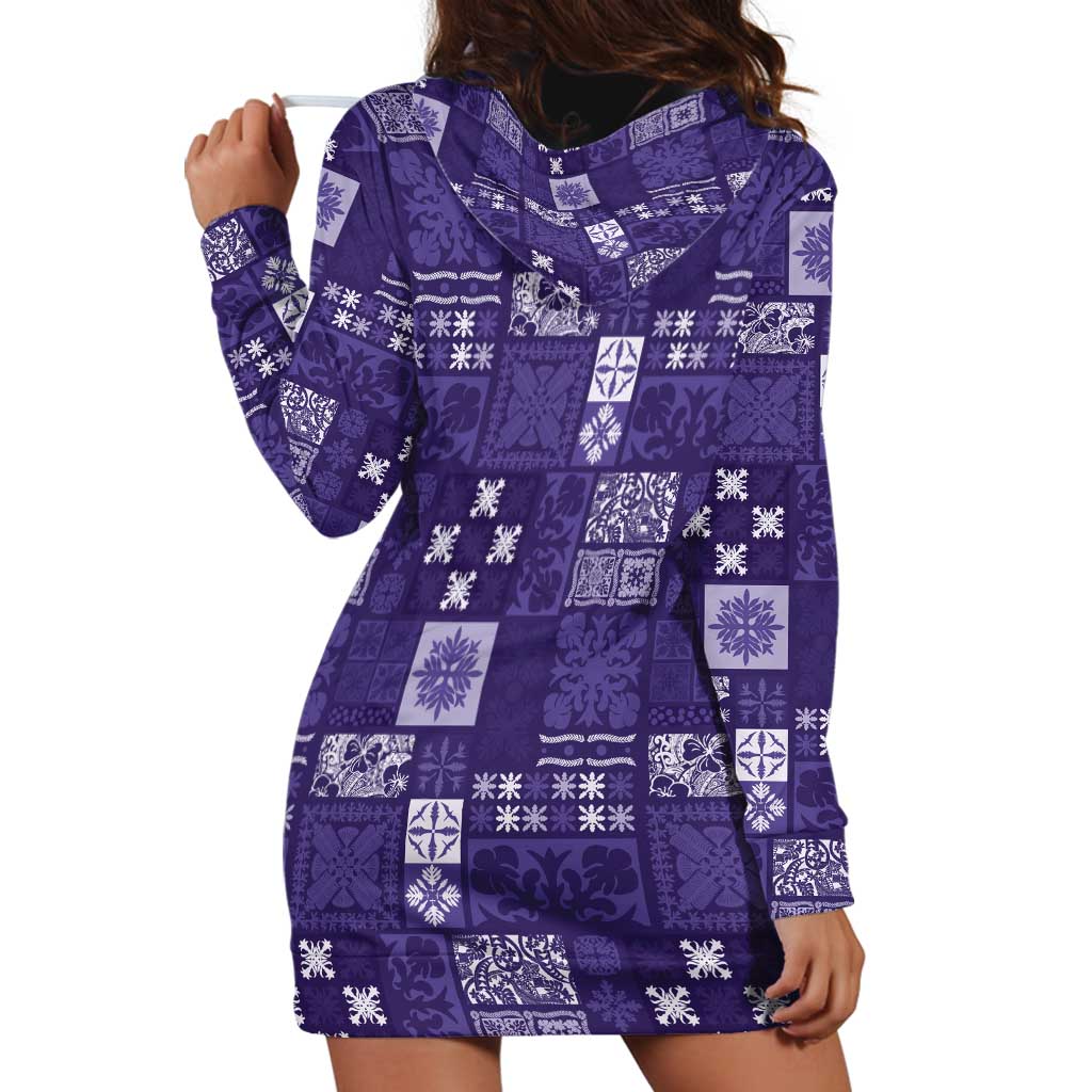 Vintage Hawaiian Quilting Patterns Hoodie Dress Purple Style Tribal Fabric Patchwork - Polynesian Pride