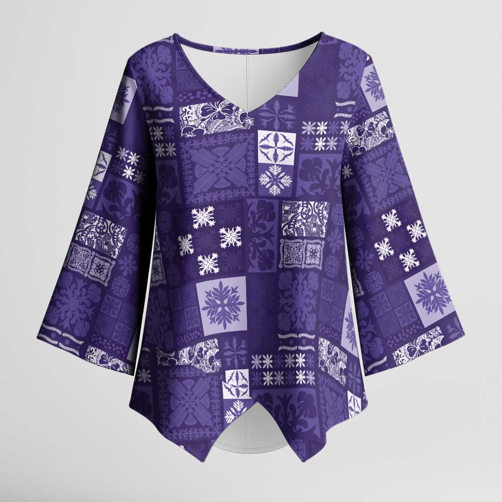 Vintage Hawaiian Quilting Patterns Kimono Sleeve Blouse Purple Style Tribal Fabric Patchwork - Polynesian Pride