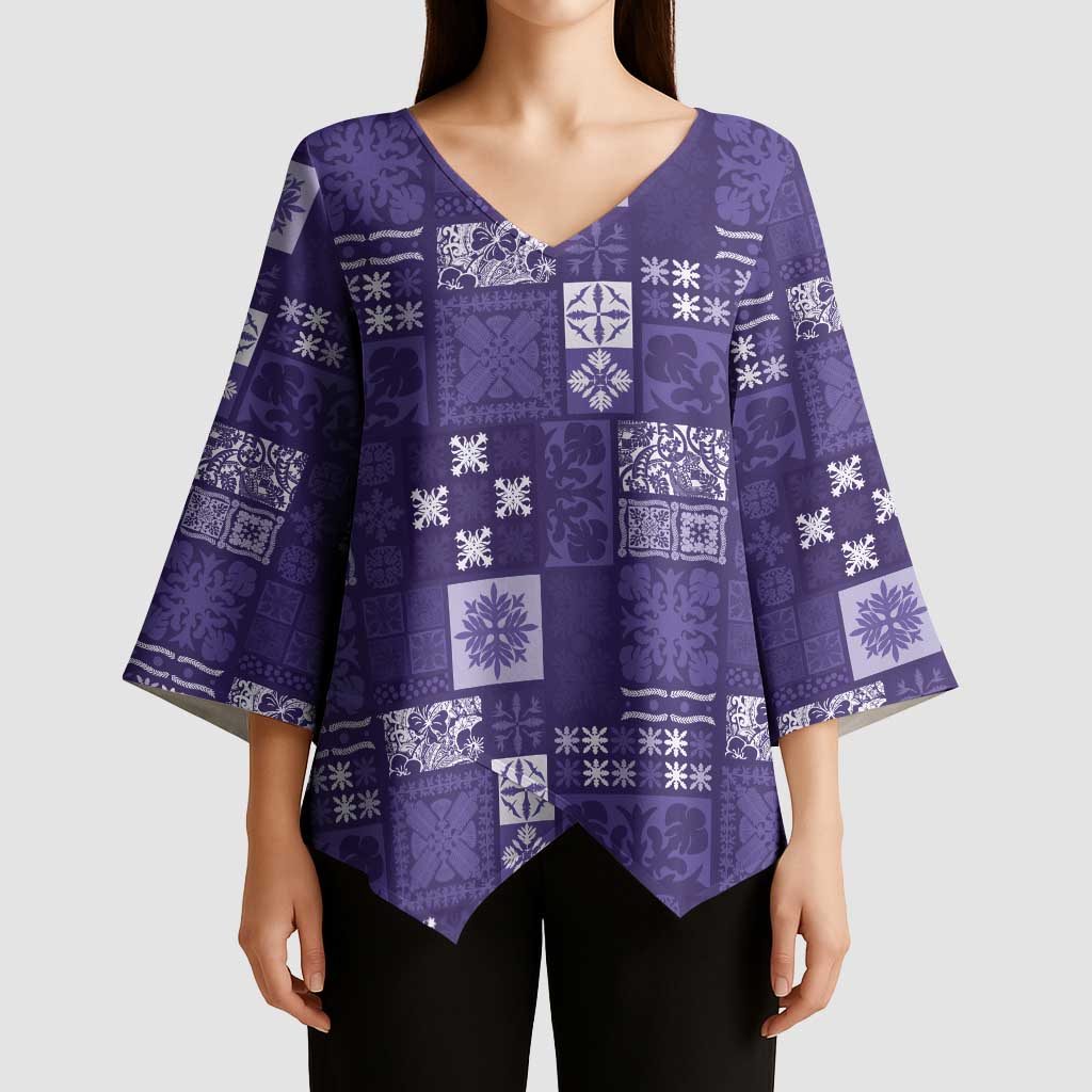 Vintage Hawaiian Quilting Patterns Kimono Sleeve Blouse Purple Style Tribal Fabric Patchwork - Polynesian Pride