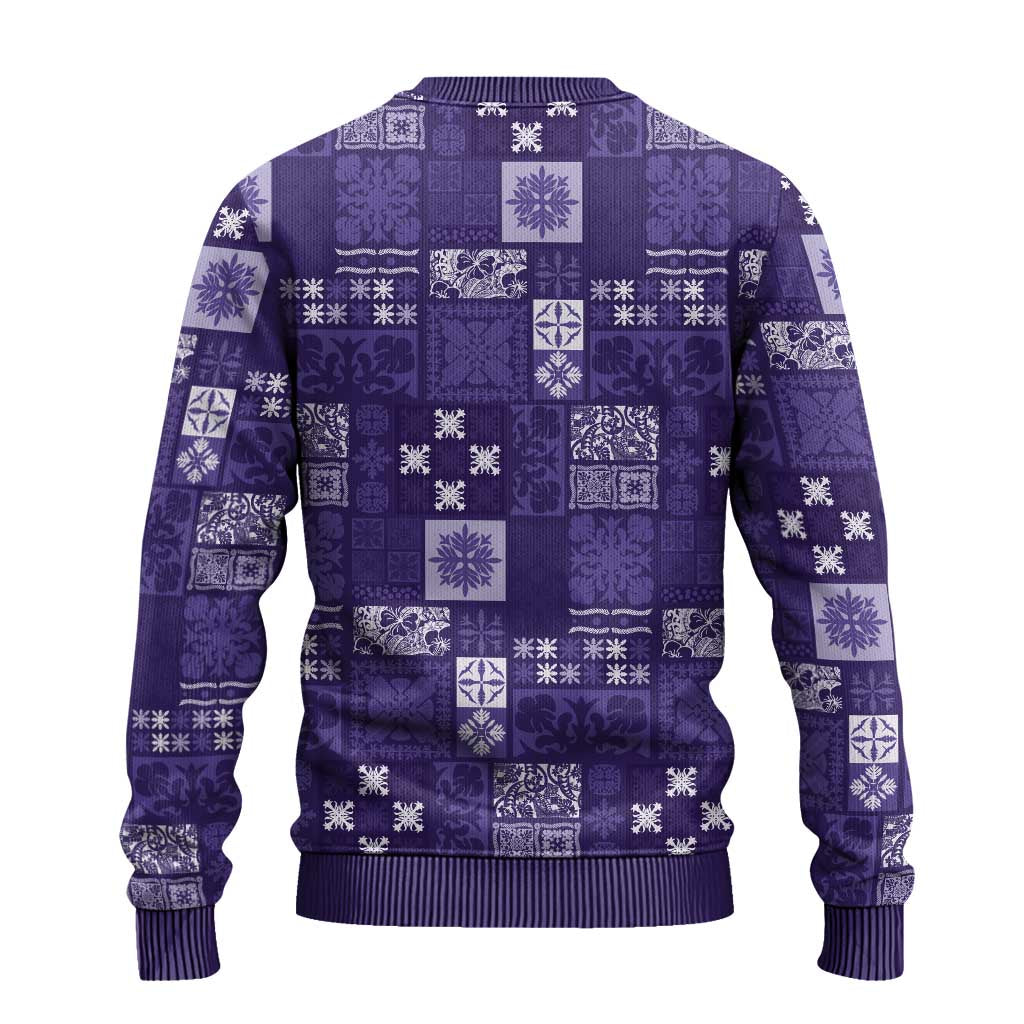 Vintage Hawaiian Quilting Patterns Ugly Christmas Sweater Purple Style Tribal Fabric Patchwork - Polynesian Pride