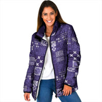 Vintage Hawaiian Quilting Patterns Padded Jacket Purple Style Tribal Fabric Patchwork - Polynesian Pride