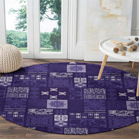 Vintage Hawaiian Quilting Patterns Round Carpet Purple Style Tribal Fabric Patchwork - Polynesian Pride