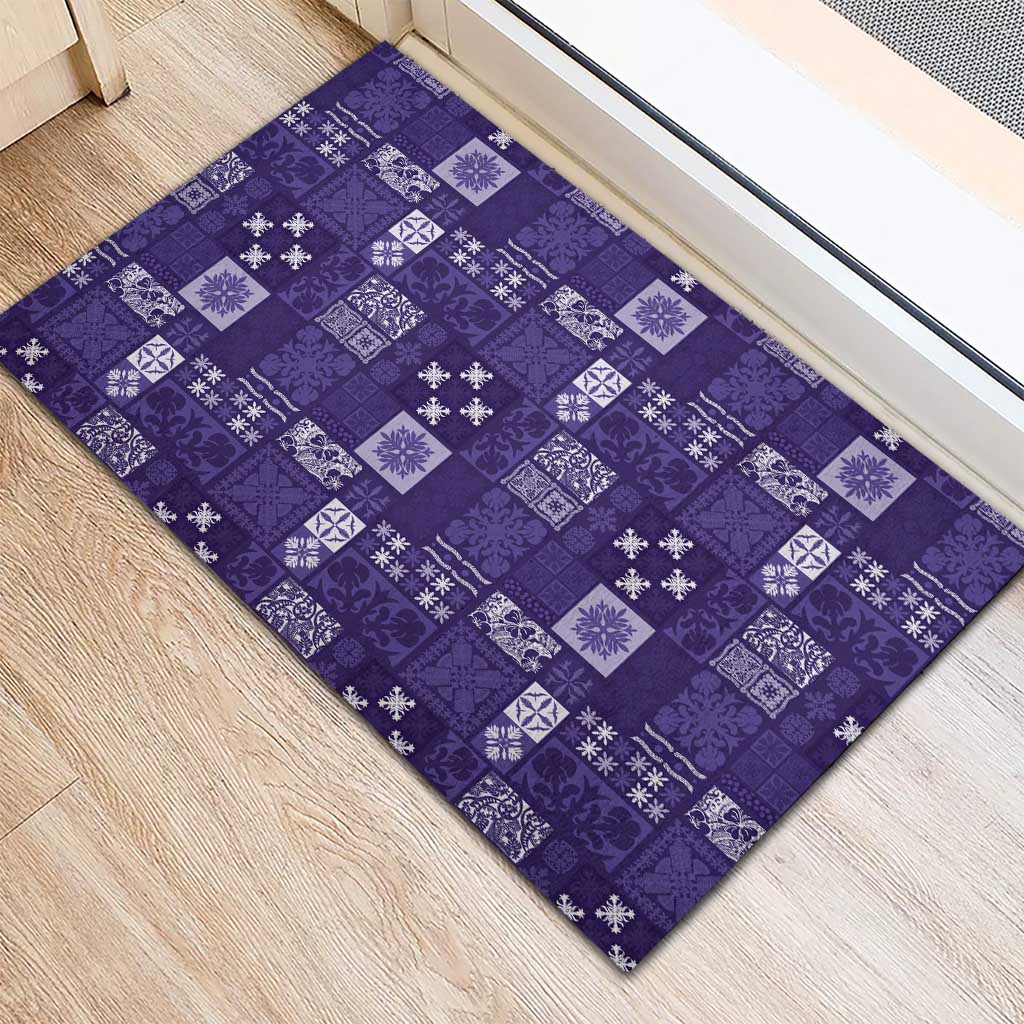 Vintage Hawaiian Quilting Patterns Rubber Doormat Purple Style Tribal Fabric Patchwork - Polynesian Pride