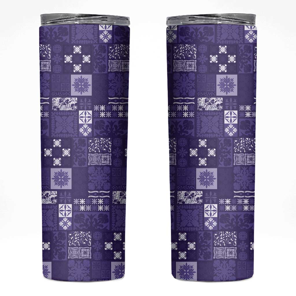 Vintage Hawaiian Quilting Patterns Skinny Tumbler Purple Style Tribal Fabric Patchwork - Polynesian Pride
