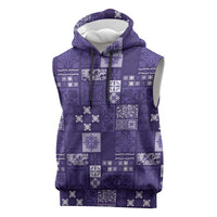 Vintage Hawaiian Quilting Patterns Sleeveless Hoodie Purple Style Tribal Fabric Patchwork - Polynesian Pride