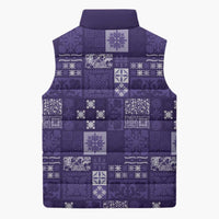 Vintage Hawaiian Quilting Patterns Sleeveless Puffer Jacket Purple Style Tribal Fabric Patchwork - Polynesian Pride