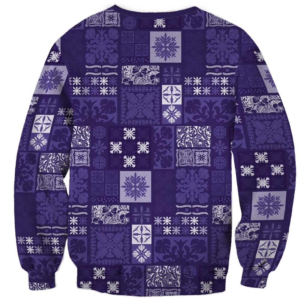 Vintage Hawaiian Quilting Patterns Sweatshirt Purple Style Tribal Fabric Patchwork - Polynesian Pride
