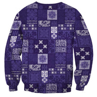 Vintage Hawaiian Quilting Patterns Sweatshirt Purple Style Tribal Fabric Patchwork - Polynesian Pride