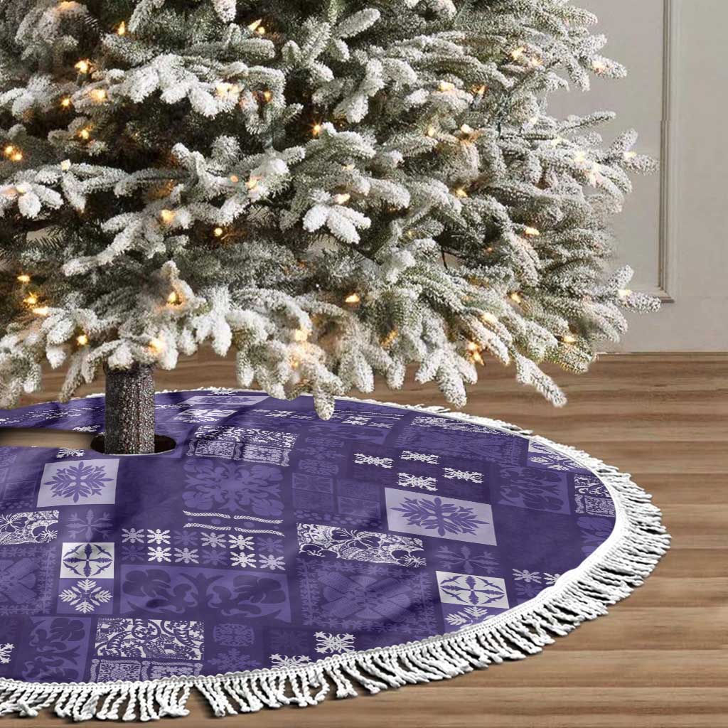 Vintage Hawaiian Quilting Patterns Tree Skirt Purple Style Tribal Fabric Patchwork - Polynesian Pride