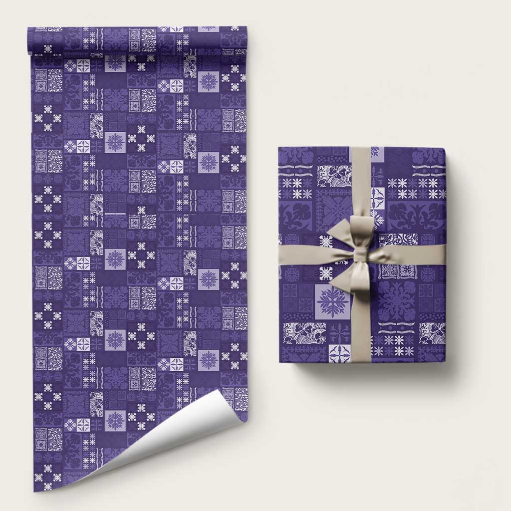 Vintage Hawaiian Quilting Patterns Wrapping Paper Purple Style Tribal Fabric Patchwork LT9 58" × 23" Purple - Polynesian Pride