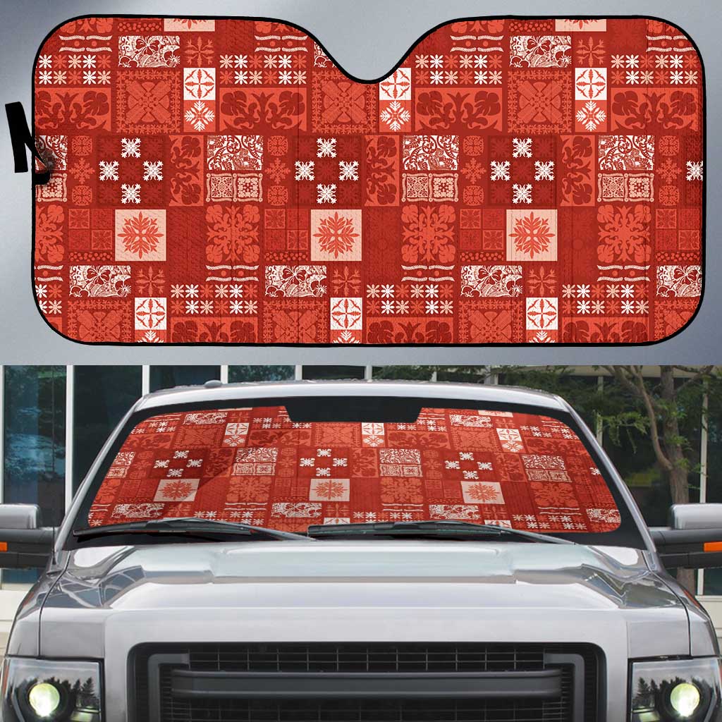 Vintage Hawaiian Quilting Patterns Auto Sun Shade Red Style Tribal Fabric Patchwork - Polynesian Pride
