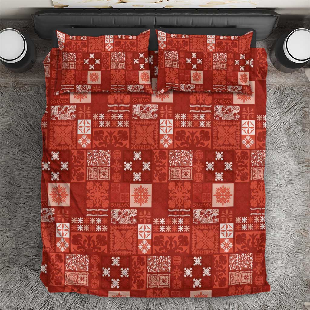 Vintage Hawaiian Quilting Patterns Bedding Set Red Style Tribal Fabric Patchwork - Polynesian Pride