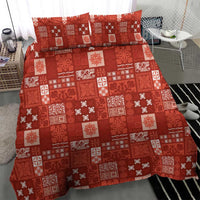 Vintage Hawaiian Quilting Patterns Bedding Set Red Style Tribal Fabric Patchwork - Polynesian Pride