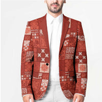 Vintage Hawaiian Quilting Patterns Blazer Red Style Tribal Fabric Patchwork - Polynesian Pride