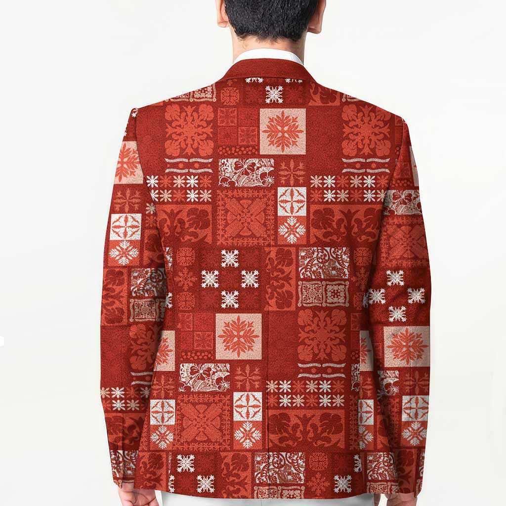 Vintage Hawaiian Quilting Patterns Blazer Red Style Tribal Fabric Patchwork - Polynesian Pride