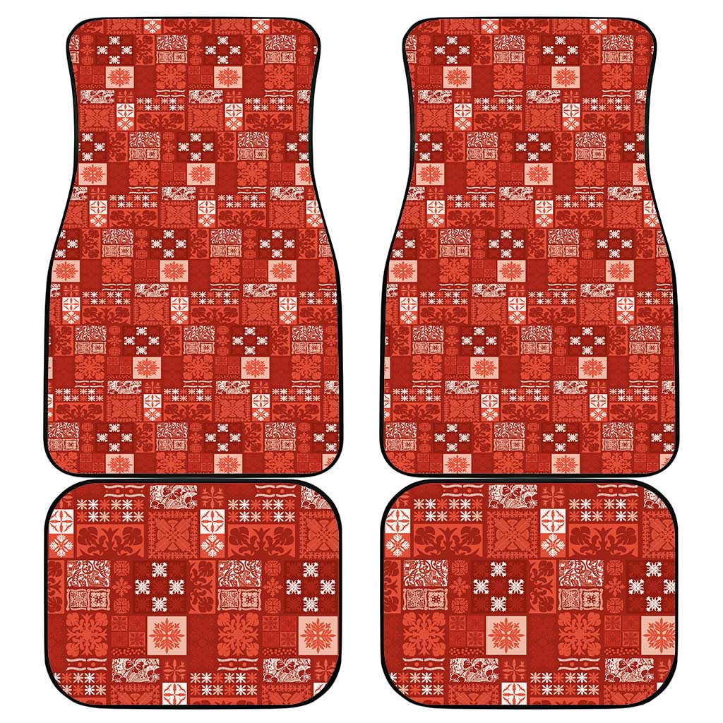 Vintage Hawaiian Quilting Patterns Car Mats Red Style Tribal Fabric Patchwork - Polynesian Pride