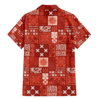 Vintage Hawaiian Quilting Patterns Family Matching Mermaid Dress and Hawaiian Shirt Red Style Tribal Fabric Patchwork - Polynesian Pride