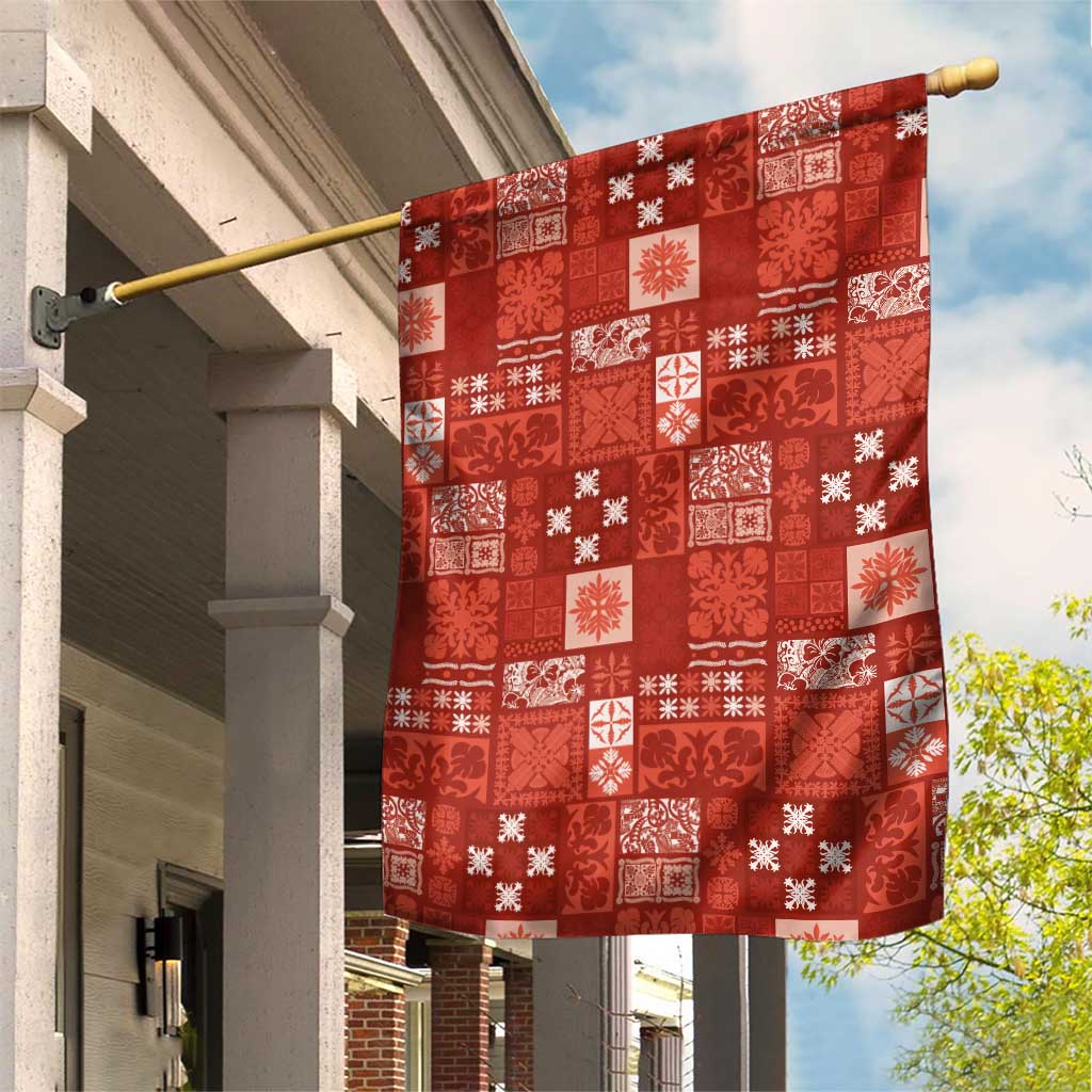 Vintage Hawaiian Quilting Patterns Garden Flag Red Style Tribal Fabric Patchwork LT9 House Flag Red - Polynesian Pride