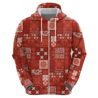 Vintage Hawaiian Quilting Patterns Hoodie Red Style Tribal Fabric Patchwork - Polynesian Pride