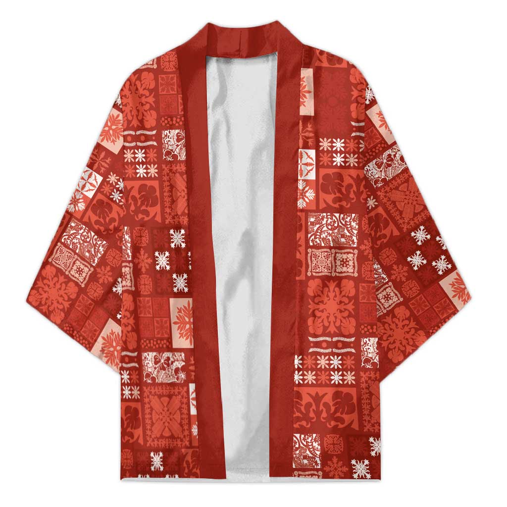 Vintage Hawaiian Quilting Patterns Kimono Red Style Tribal Fabric Patchwork - Polynesian Pride