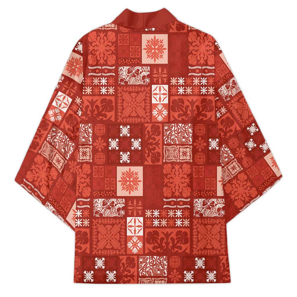 Vintage Hawaiian Quilting Patterns Kimono Red Style Tribal Fabric Patchwork - Polynesian Pride