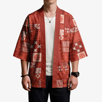 Vintage Hawaiian Quilting Patterns Kimono Red Style Tribal Fabric Patchwork - Polynesian Pride