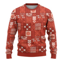 Vintage Hawaiian Quilting Patterns Ugly Christmas Sweater Red Style Tribal Fabric Patchwork - Polynesian Pride