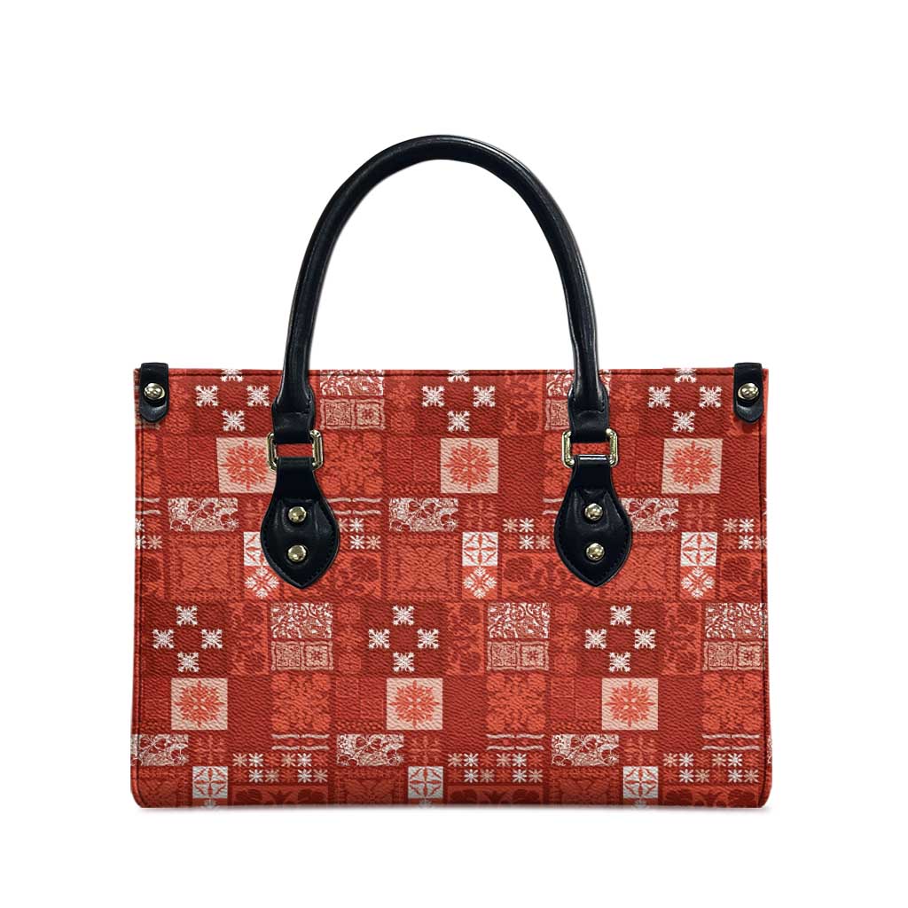 Vintage Hawaiian Quilting Patterns Leather Bag Red Style Tribal Fabric Patchwork - Polynesian Pride