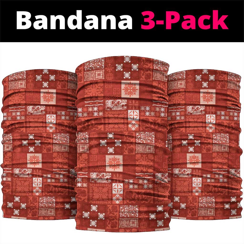 Vintage Hawaiian Quilting Patterns Neck Gaiter Red Style Tribal Fabric Patchwork LT9 package One Size: 25*50cm Red - Polynesian Pride