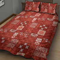 Vintage Hawaiian Quilting Patterns Quilt Bed Set Red Style Tribal Fabric Patchwork - Polynesian Pride