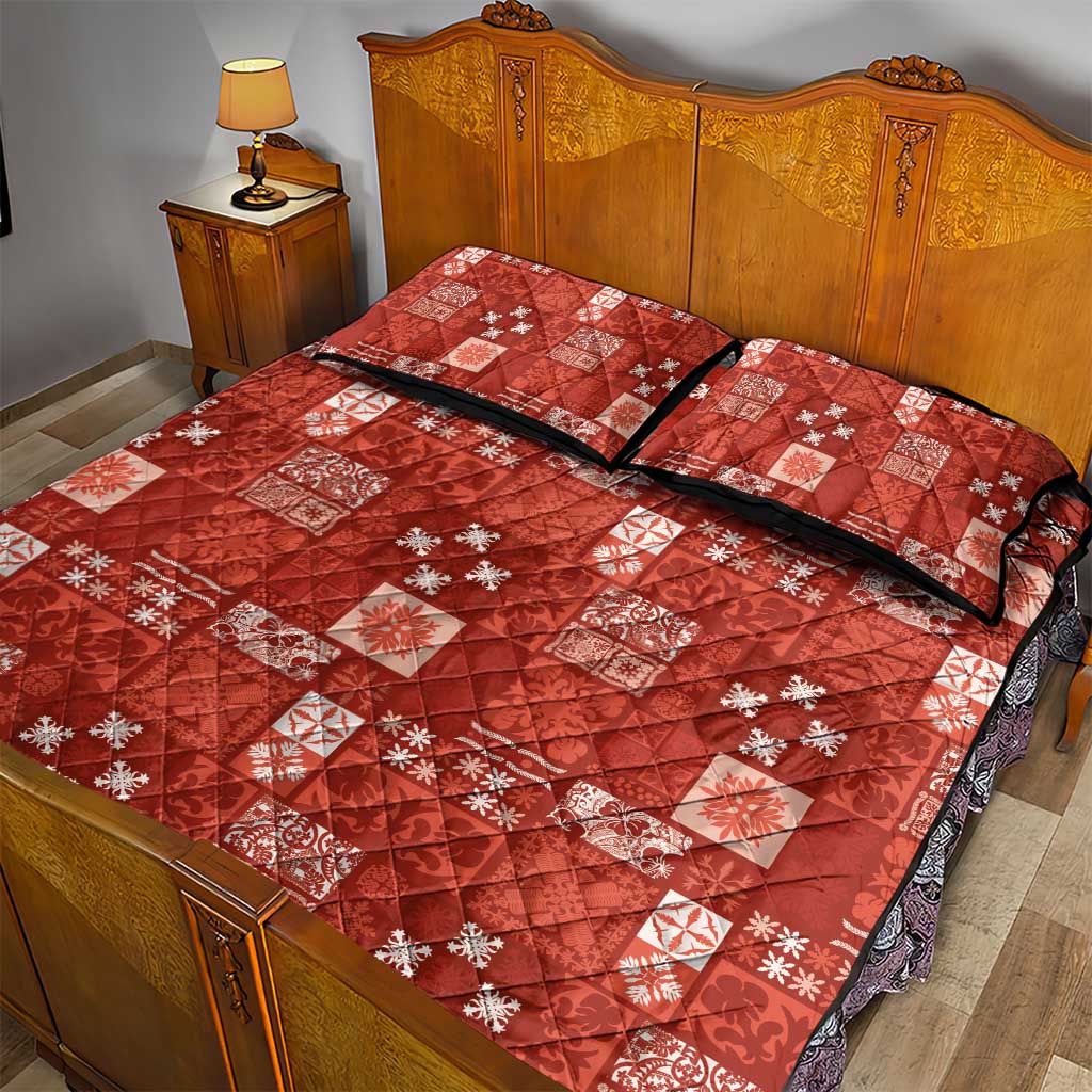 Vintage Hawaiian Quilting Patterns Quilt Bed Set Red Style Tribal Fabric Patchwork - Polynesian Pride
