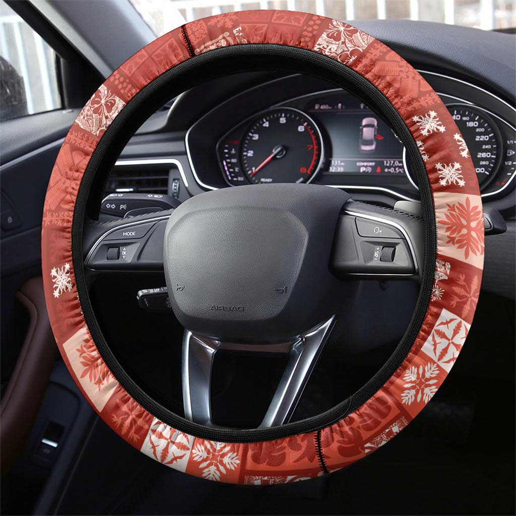 Vintage Hawaiian Quilting Patterns Steering Wheel Cover Red Style Tribal Fabric Patchwork - Polynesian Pride