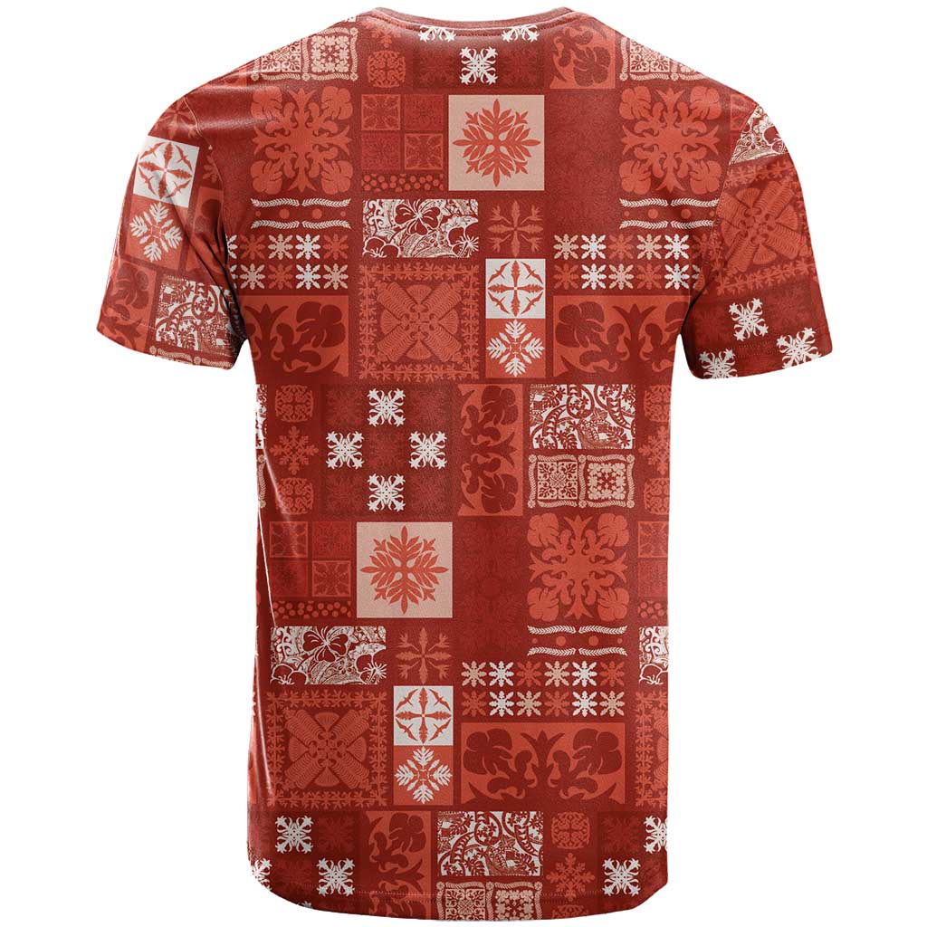Vintage Hawaiian Quilting Patterns T Shirt Red Style Tribal Fabric Patchwork - Polynesian Pride