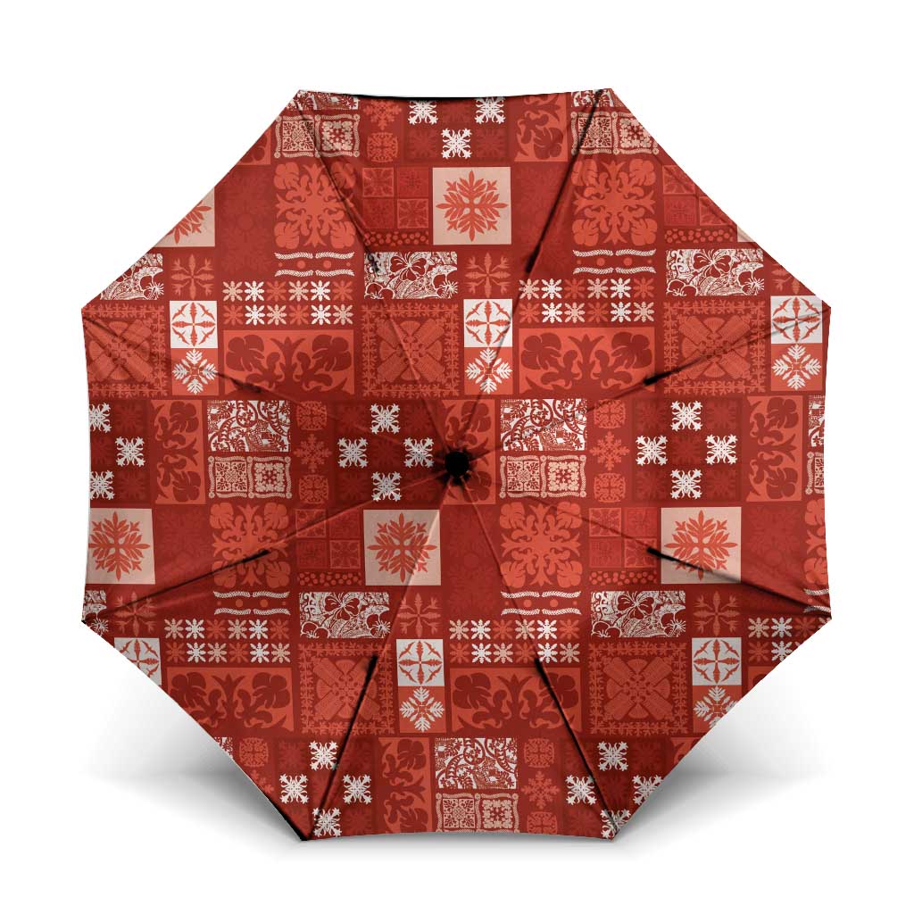 Vintage Hawaiian Quilting Patterns Umbrella Red Style Tribal Fabric Patchwork LT9 One Size Folded 11.42 inch Opened Diameter 37.4 inch Red - Polynesian Pride