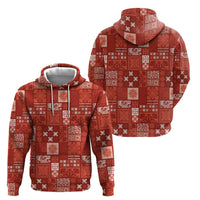 Vintage Hawaiian Quilting Patterns Zip Hoodie Red Style Tribal Fabric Patchwork - Polynesian Pride