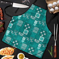 Vintage Hawaiian Quilting Patterns Apron Turquoise Style Tribal Fabric Patchwork - Polynesian Pride