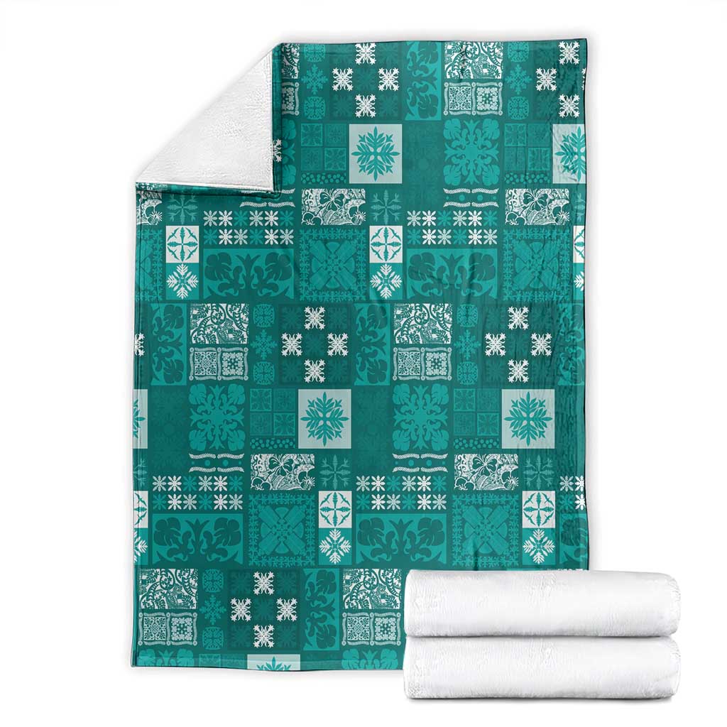 Vintage Hawaiian Quilting Patterns Blanket Turquoise Style Tribal Fabric Patchwork - Polynesian Pride