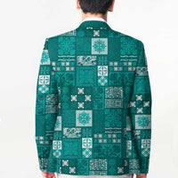 Vintage Hawaiian Quilting Patterns Blazer Turquoise Style Tribal Fabric Patchwork - Polynesian Pride
