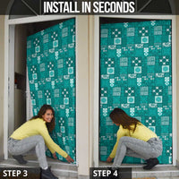 Vintage Hawaiian Quilting Patterns Door Cover Turquoise Style Tribal Fabric Patchwork - Polynesian Pride