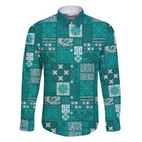 Vintage Hawaiian Quilting Patterns Family Matching Puletasi and Hawaiian Shirt Turquoise Style Tribal Fabric Patchwork - Polynesian Pride